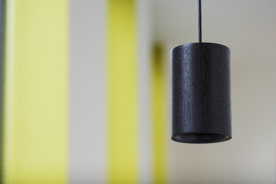Solid | Pendant Cylinder in Black Stained Oak | Suspended lights | Terence Woodgate