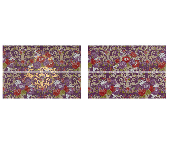 Primavera Romana fioritura su viola oro | Ceramic tiles | Petracer's Ceramics