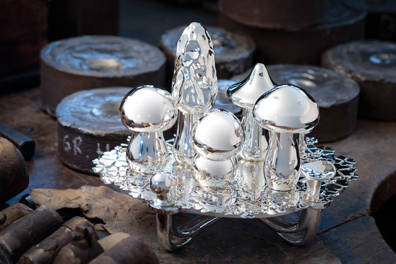Wolfgang Joop – Magic Mushrooms Centerpiece Wood | Sel & Poivre | Wiener Silber Manufactur