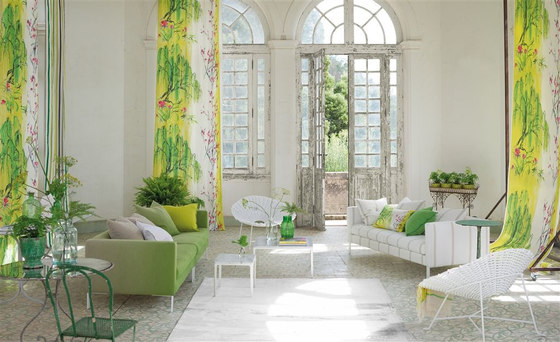 Shanghai Garden Fabrics | Plum Blossom - Acacia | Tissus de décoration | Designers Guild