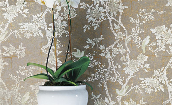 Signature Papers II Wallpaper | Ashfield Floral - Alabaster | Wandbeläge / Tapeten | Designers Guild