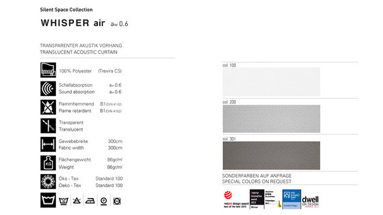 Whisper air col.301 | Drapery fabrics | Douglas ACOUSTICS