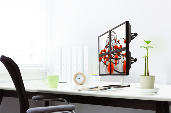 Set & Forget | Dual Display Side-by-Side Mount with a Freestanding Base VFS-DH | Accesorios de mesa | Atdec