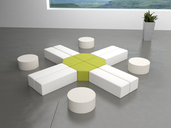 Connos mobile square tabouret with a vertical tablet arm | Poufs | ERG International