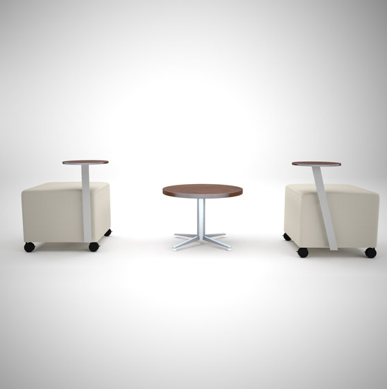 Connos mobile square tabouret with a vertical tablet arm | Poufs | ERG International