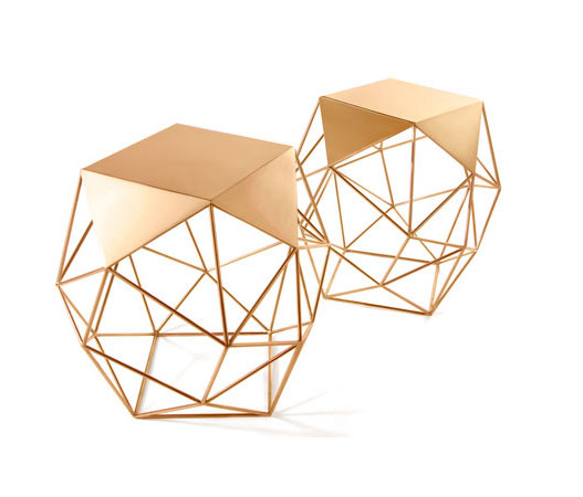 Archimedes Small Side Table in Steel w| Marble Inlay | Tables d'appoint | Matthew Shively