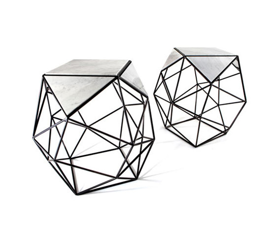 Archimedes Large Side Table in Steel w| Marble Inlay | Tavolini alti | Matthew Shively