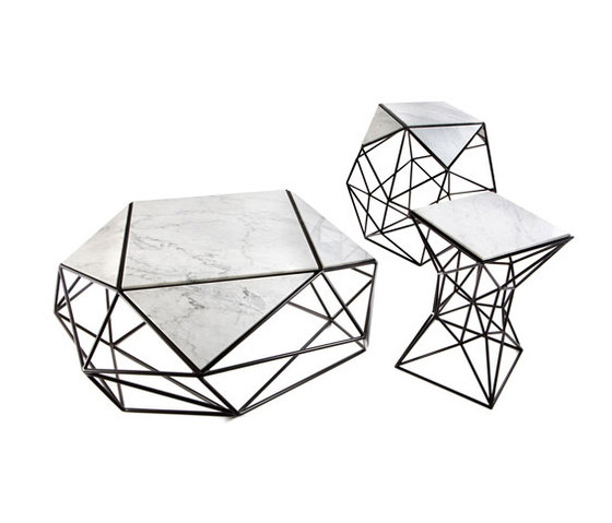 Archimedes Large Side Table in Steel w| Marble Inlay | Tables d'appoint | Matthew Shively