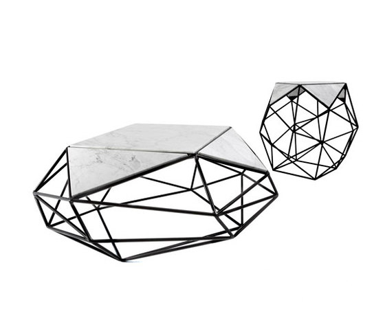 Archimedes Steel Coffee Table w| Marble Inlay |  | Matthew Shively