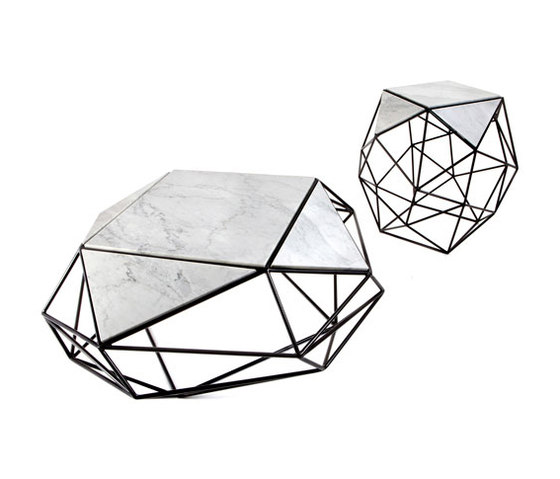 Archimedes Large Side Table in Steel w| Marble Inlay | Beistelltische | Matthew Shively