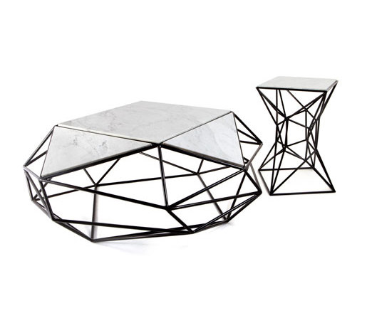 Archimedes Steel Coffee Table w| Marble Inlay |  | Matthew Shively