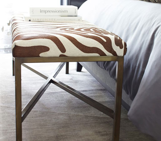 Skylar Bench, Pony Hair Zebra | Bancs | Distributed by Williams-Sonoma, Inc. TO THE TRADE