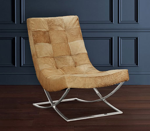 Williams-Sonoma Home | James Nickel & Leather Chair/Ottoman, Hair on Hide | Armchairs | Distributed by Williams-Sonoma, Inc. TO THE TRADE