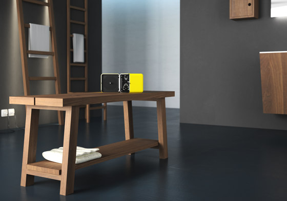 Bench with shelf | Badhocker / Badbänke | Idi Studio
