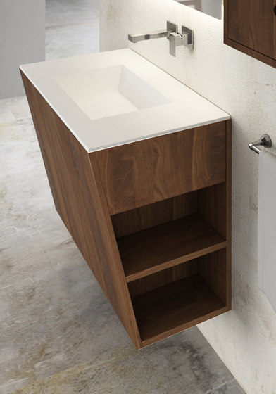 Root hanging cabinet 4 racks integrated washbasin | Waschtischunterschränke | Idi Studio