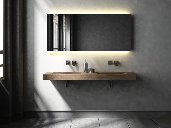 Solid double wooden basin | Lavabos | Idi Studio