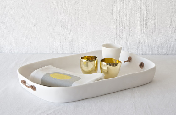 Tray | Extra Large With Leather Handles | Plateaux | Tina Frey Designs