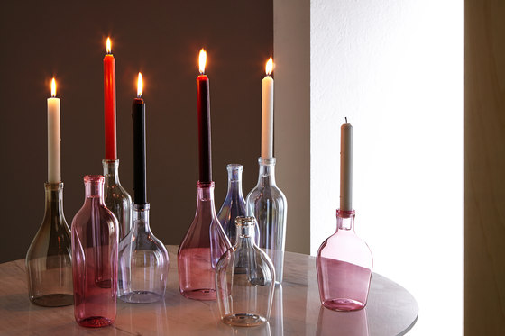 Barlume - TRIS Barlume Transparent Fuchsia + Metallised Copper | Candlesticks / Candleholder | Incipit Lab srl