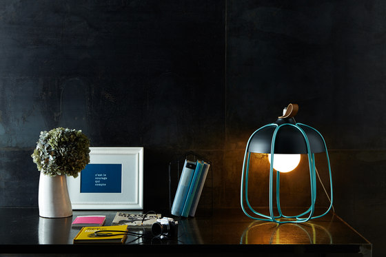 Tull - Desk/floor anthracite/turquoise | Luminaires de table | Incipit Lab srl