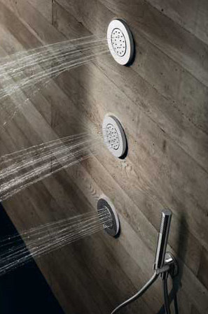wall union | round with handshower stand | Accessoires robinetterie | Blu Bathworks