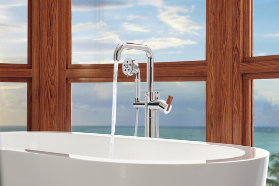 Single-Handle Floor Mount Tub Filler with T-Lever Handle | Bath taps | Brizo