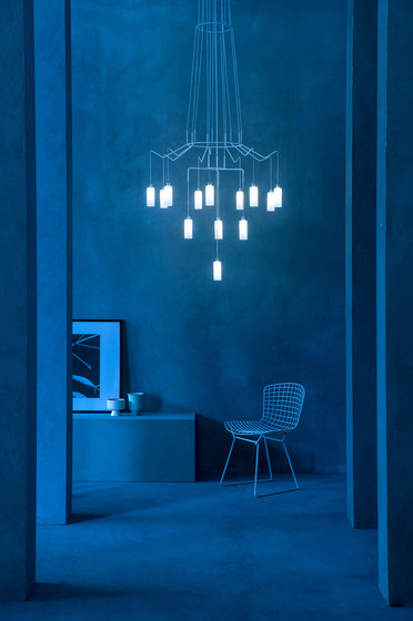 Chan BR9-AR3-R1 chandelier in pyrex glass and metal | Suspended lights | Prandina