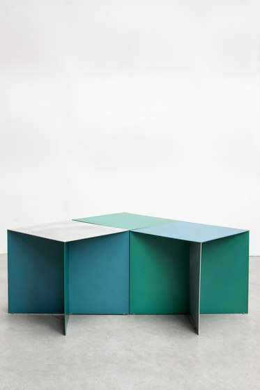 alu square | hammerpaint blue top | Side tables | valerie_objects