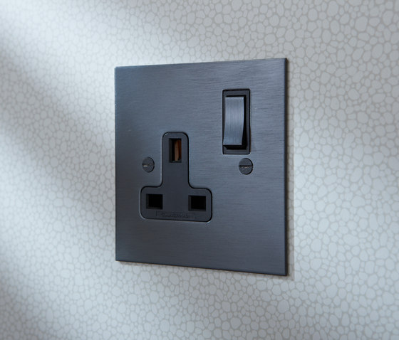 Invisible single 13amp socket with Unlacquered Brass switch | British sockets | Forbes & Lomax