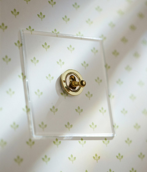 Unlacquered Brass four gang dolly and button dimmer | Interrupteurs à levier | Forbes & Lomax