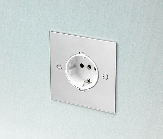 Unlacquered Brass double German socket | Schuko sockets | Forbes & Lomax