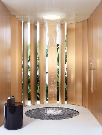 Experience Showers | RAINMOON Rain panel with concealed thermostat with hand shower set | Wellness showers | Dornbracht