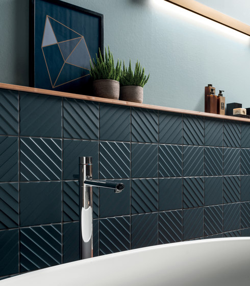 4D | Chevron Deep Blu Matt | Ceramic tiles | Marca Corona