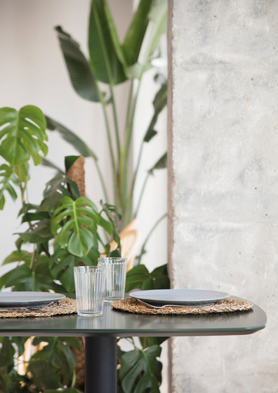 Flamingo indoor pie de mesa con tapa elíptica | Mesas comedor | Expormim