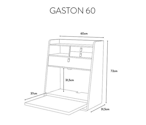 Wall secretary desk Gaston oak 80cm | Schreibtische | Hartô