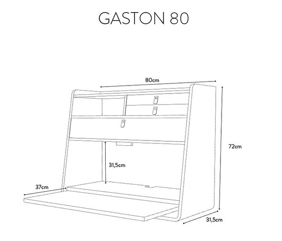 Gaston | Wall secretary desk oak 80cm | Escritorios | Hartô