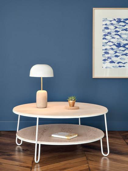 Nina | Table lamp, brass stick & grey blue lampshade | Table lights | Hartô