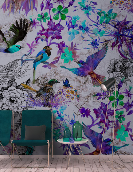 Walls By Patel | Tapete | Digitaldruck Funky Birds 1 | Wandbeläge / Tapeten | Architects Paper