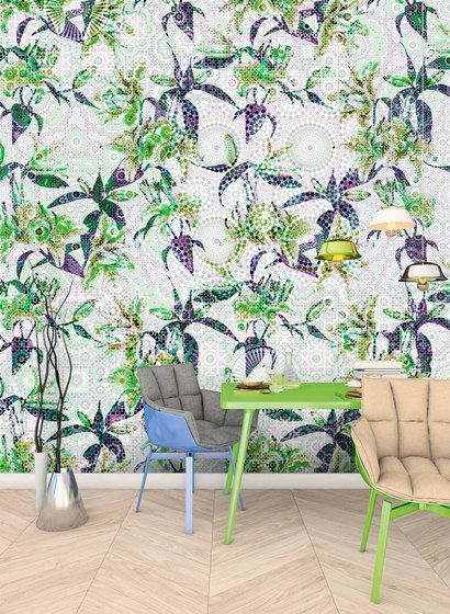 Walls By Patel | Tapete | Digitaldruck Mosaic Lilies 1 | Wandbeläge / Tapeten | Architects Paper