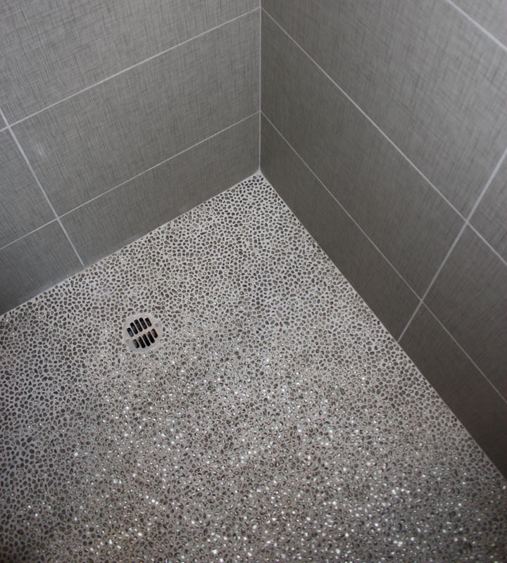 Modrocks Recycled Glass Pebbles, Glass Tile Bathroom Floor