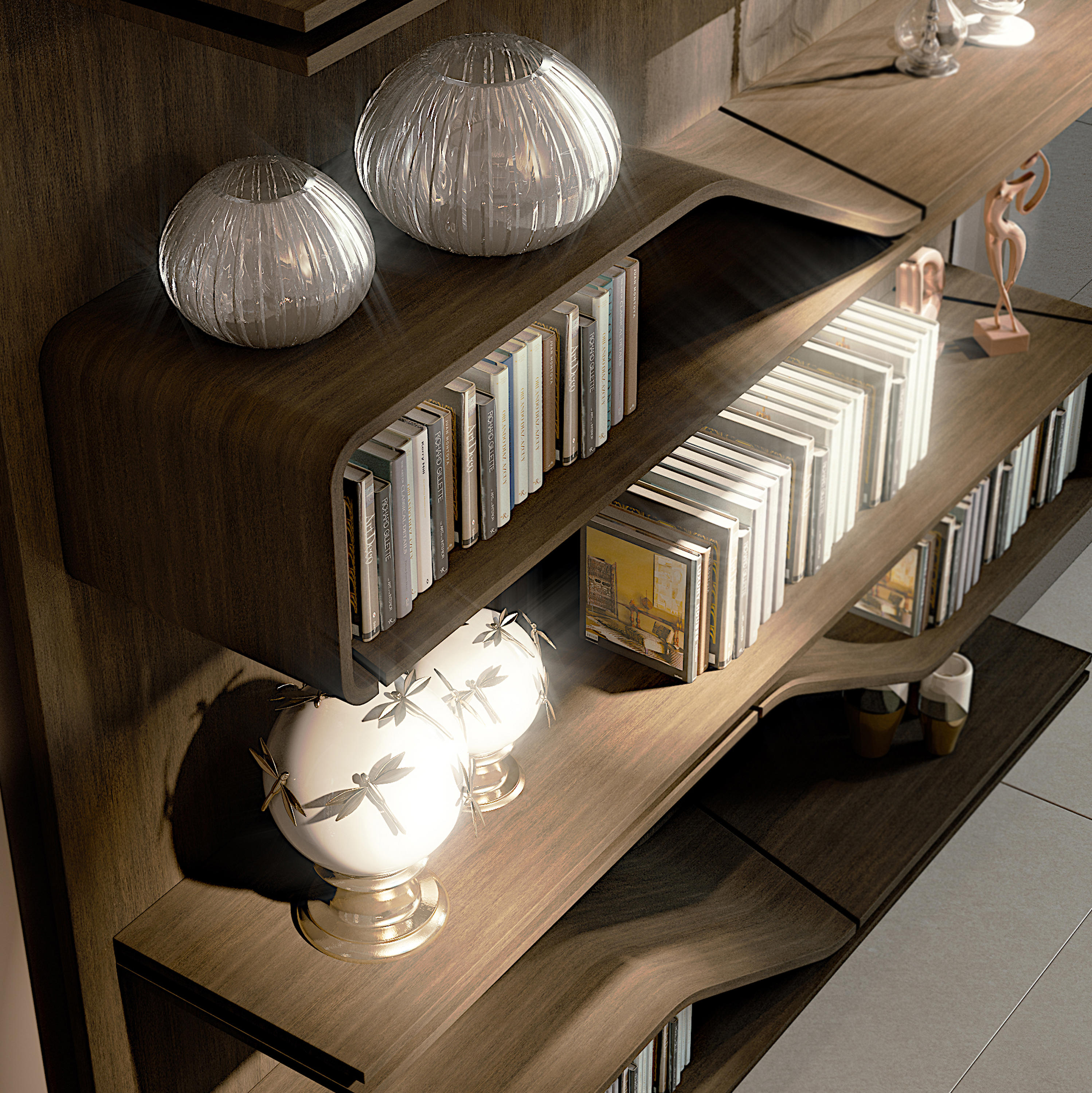 SEGNO Bookcase with built-in lights By Reflex