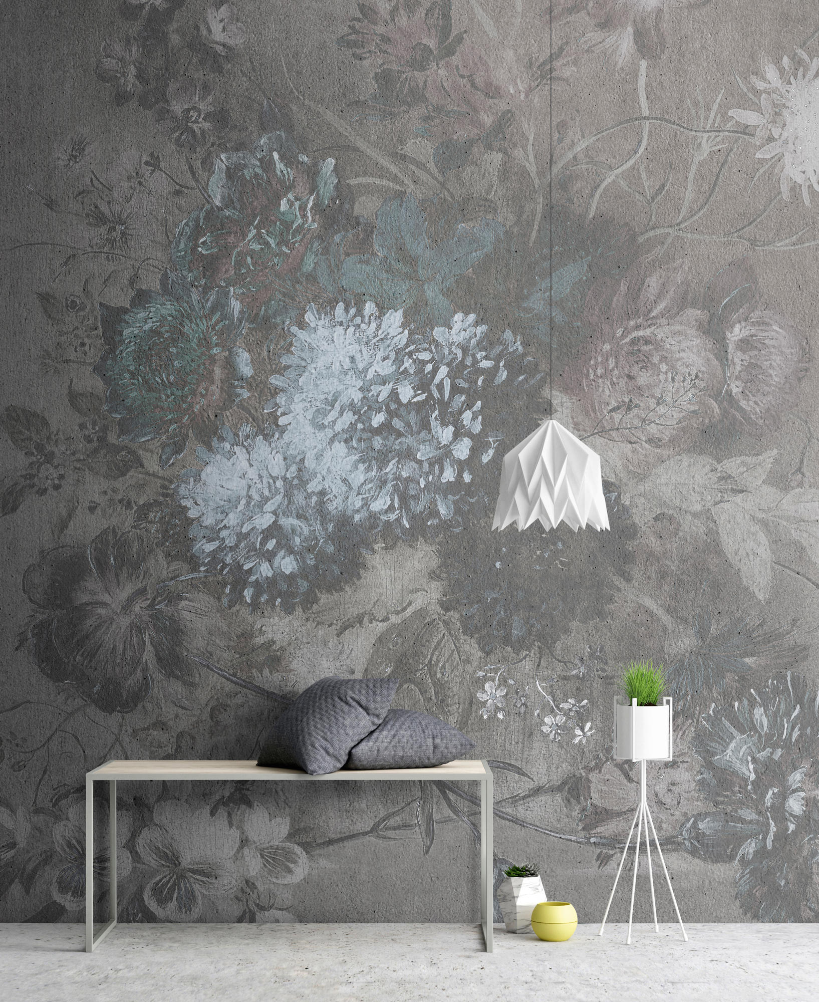 Walls By Patel | Wallpaper Bouquet Gris