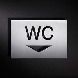 WC sign combination with directional arrow pointing downwards | Piktogramme / Beschriftungen | PHOS Design