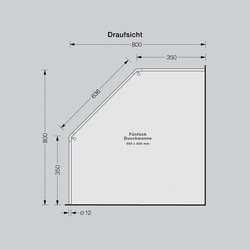 Barra pentagonal para cortina de ducha, 80x80 cm para atornillar | Barras para cortinas de ducha | PHOS Design