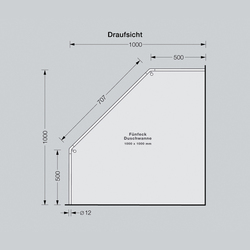 Pentagonal shower curtain rail, 100x100 cm for screw fitting | Duschvorhangstangen | PHOS Design
