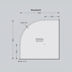 Shower curtain rail quarter circle 80×80, 50 cm radius, screwed | Bastone tenda doccia | PHOS Design