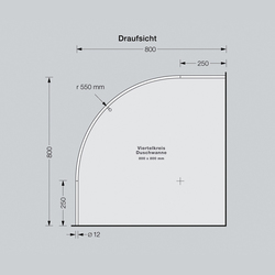 Shower curtain rail quarter circle 80×80, 55 cm radius, screwed | Tringles à rideaux de douche | PHOS Design