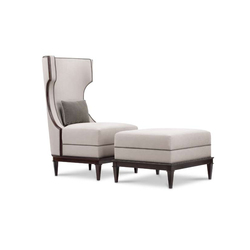 Modern Luxury Demi Wing Chair / Ottoman
