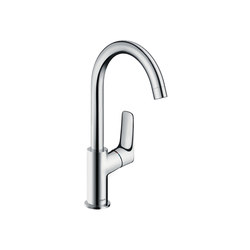 hansgrohe Logis Single lever basin mixer 210 with swivel spout with 120° range and pop-up waste set | Wash basin taps | Hansgrohe