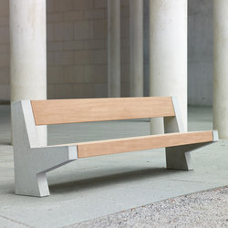 Versio juno bench with slats LARGE concrete feet light grey 