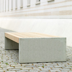 Versio levis 100 stoolbench with slats SMALL and concrete feet in standard ligth grey  | Benches | Westeifel Werke